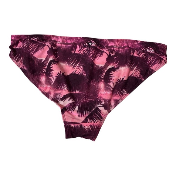 OP Swimsuit Bottoms Large L‎ (11-13) Pink Palm Tree Print Black Trim - Picture 2 of 4